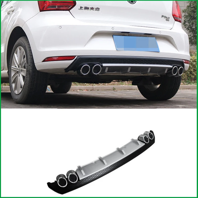 Для Volkswagen Polo 2014 2015 2016 задний багажник бампер спойлер диффузор 4 выхода труба