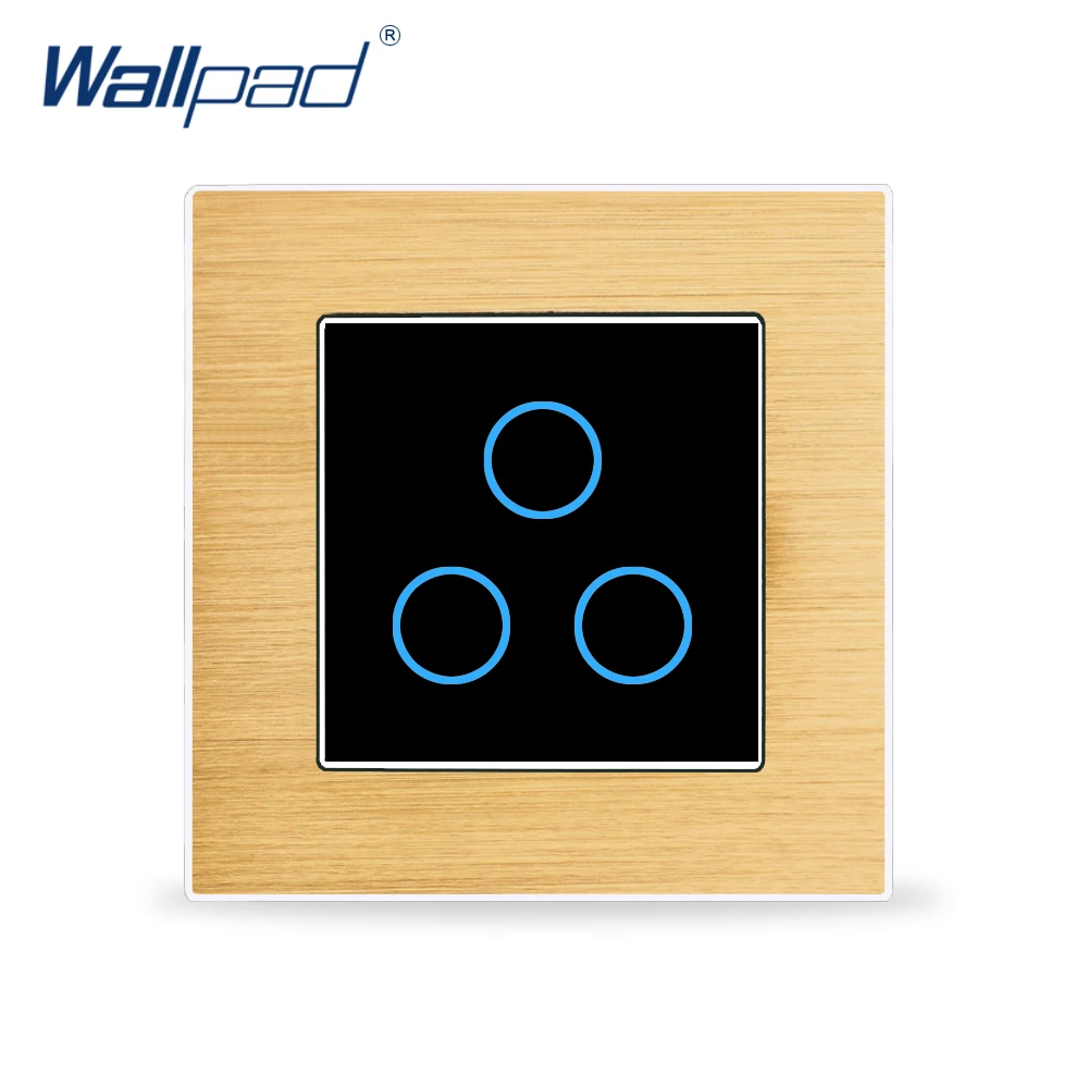 Трехканальный однокнопочный сенсорный выключатель для света Wallpad Luxury Wall Aluminium Satin Metal Panel 110V 220V Module On.