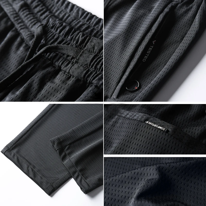 Новые летние тонкие сетчатые штаны мужские летние дышащие спортивные Slim Fit повседневные мужские Беговые тренировочные брюки мужские s брюки