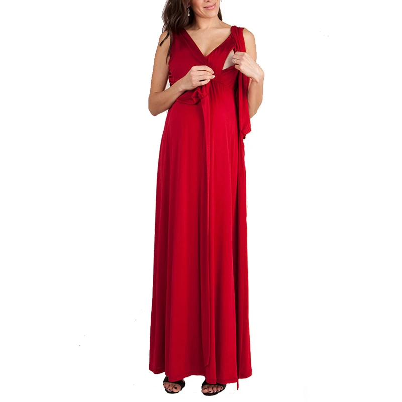 2 вида стилей длинное платье для беременных Материнство Одежда Цвет черный синий