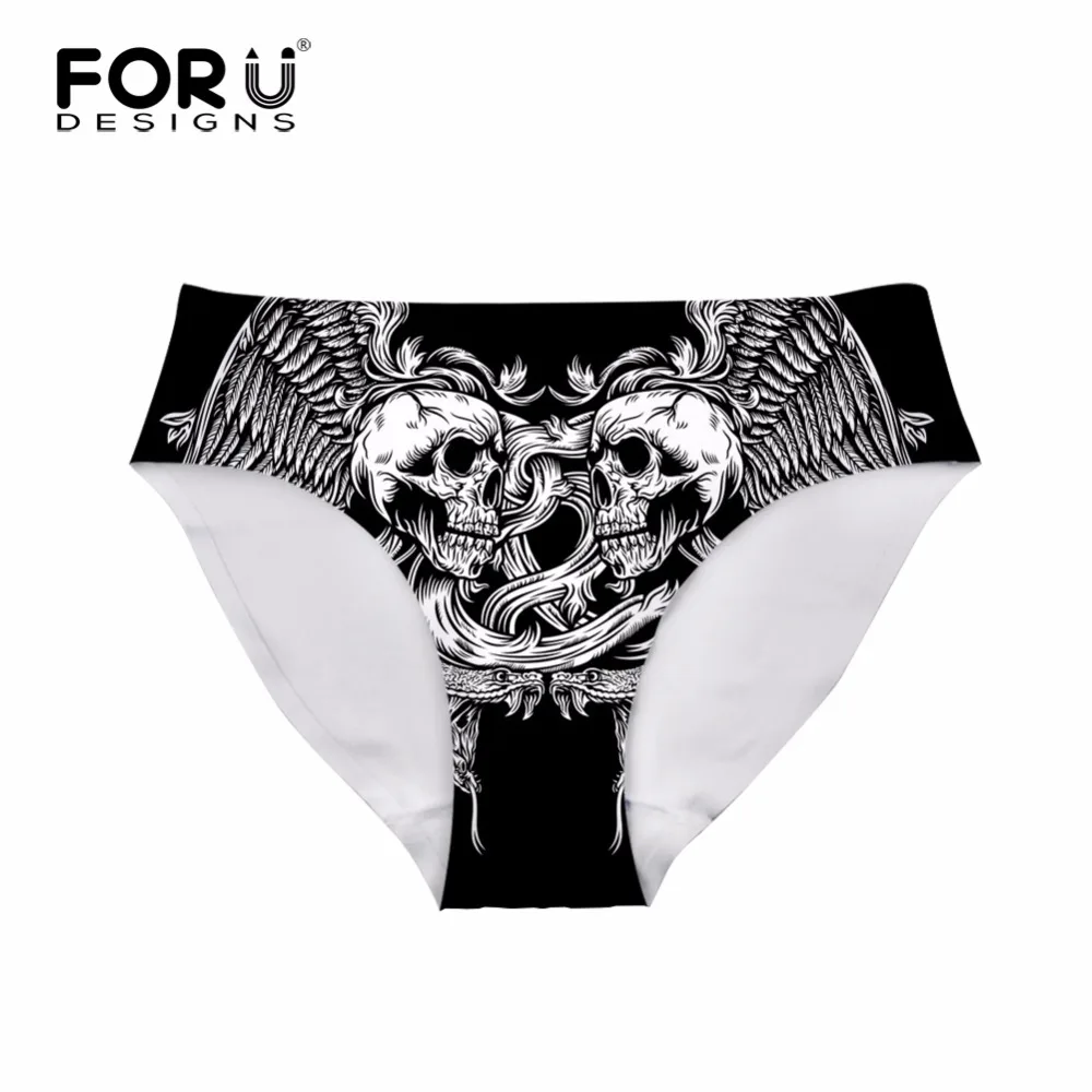 FORUDESIGNS/женские сексуальные трусы черного цвета с объемным черепом женские милые