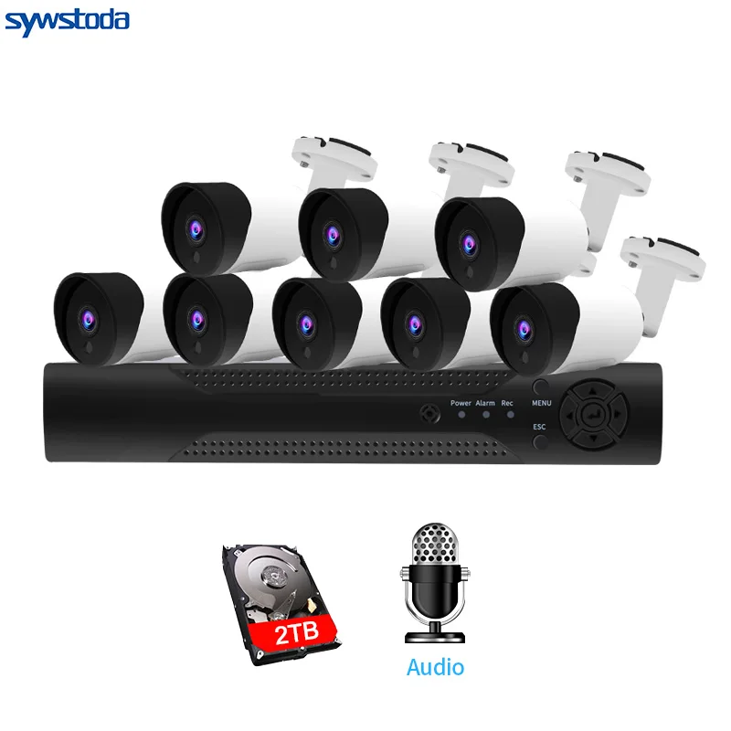 Система видеонаблюдения 8 каналов NVR 48 В POE 1080P 2 Мп IP-камера запись звука ИК