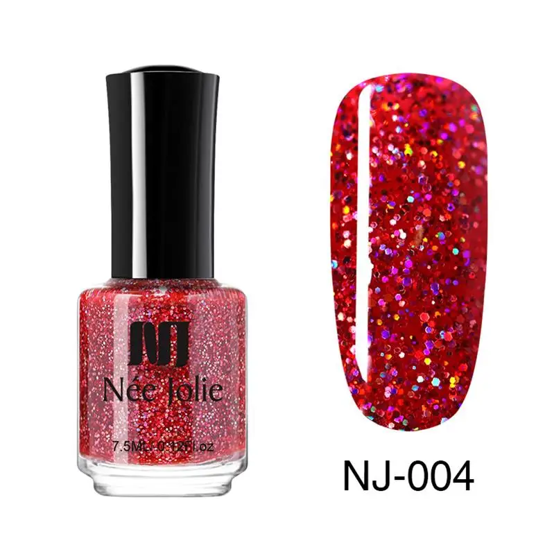 7.5ml Glitter-04 Лак для ногтей NEE JOLIE Red Series, 3,5 мл, 7,5 мл, голографический матовый эффект, нормальные цвета, лак для ногтей, 12 цветов - Цвет: 7.5ml Glitter-04