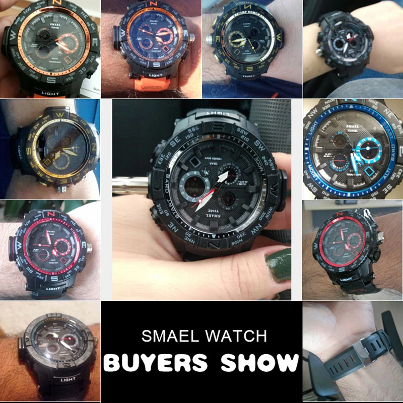 SMAEL Военная Униформа часы армия для мужчин наручные светодиодный кварцевые Digtial