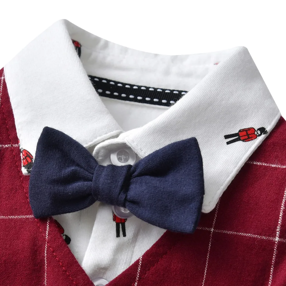 Baby Gentleman Romper with Bow Tie Bebe Long Sleeve Newborn Infant Jumpsuits 2019 New Boy Cotton Clothes Babe Clothing ETHY-8096 |