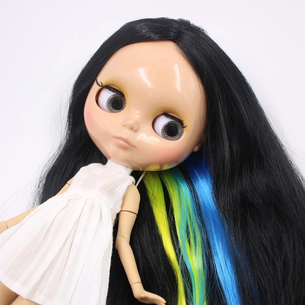 Кукла ICY DBS Blyth на заказ № BL117/3208/6208 черный микс желтый и синий волосы 1/6 BJD|Куклы| |