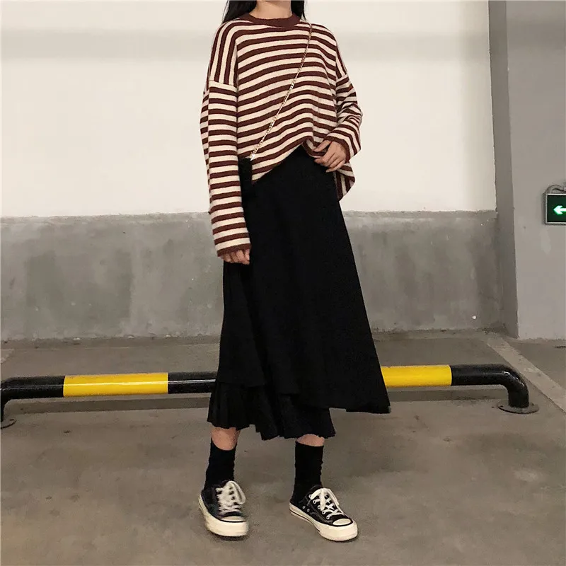 Женская юбка осенняя и зимняя 2018 новая Корейская модная асимметричная