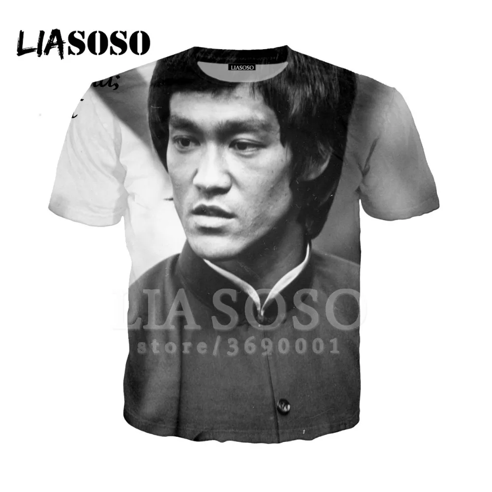 LIASOSO/новая футболка, 3D принт, унисекс, дизайн, Брюс Ли Конг фу, Китай, хорошее качество, круглый вырез, крутые хип-хоп повседневные футболки, топы, A163