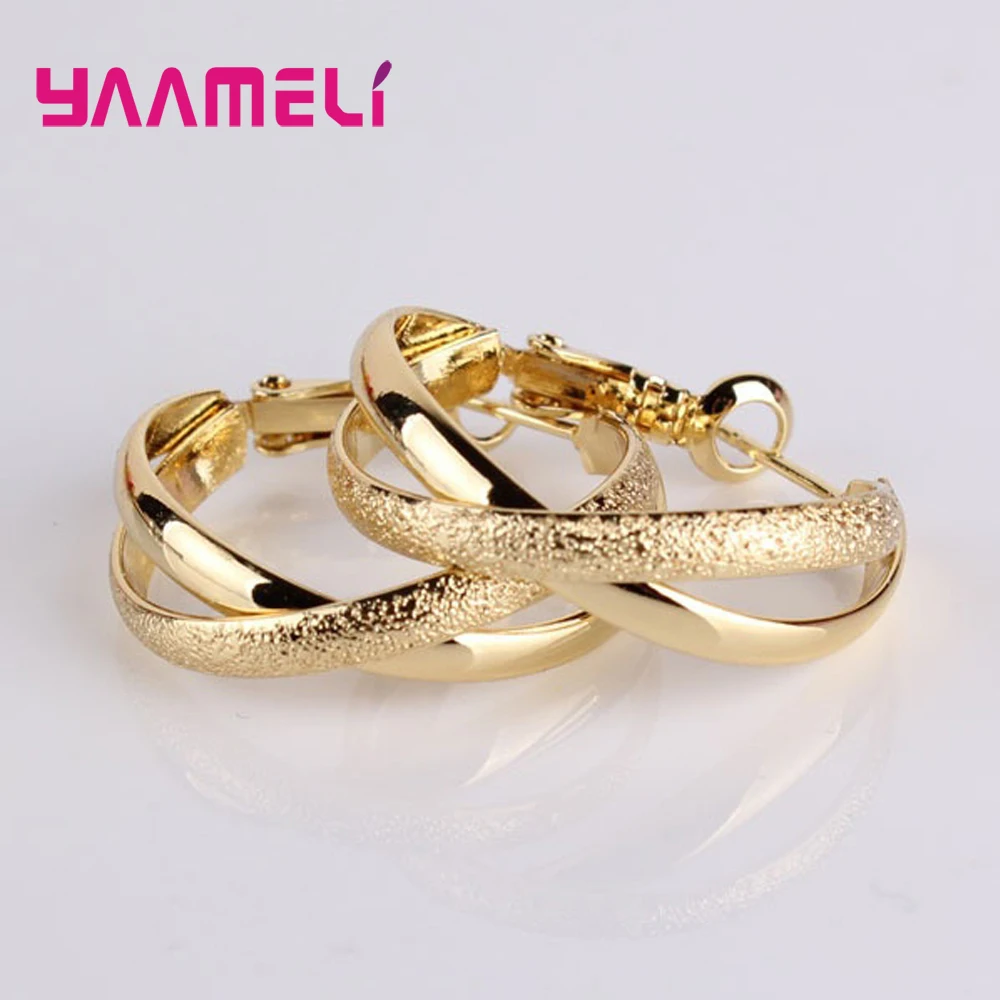 Personality Big Circles 925 Silver Hoop Earrings For Women Fashion Silver&Gold&RosseJewelry Trendy gift | Украшения и