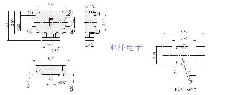 20 шт./лот Taiwan DIP Park PTCF V T/R патч 4 7*4 5*1 67 черепаха сбоку с помощью сенсорного