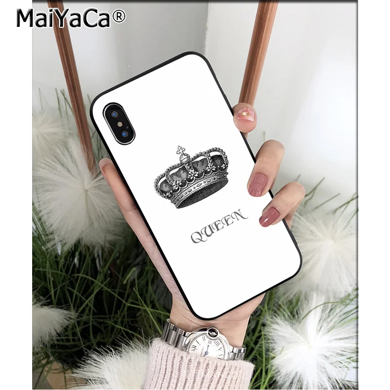 MaiYaCa Crown King queen высококачественный чехол для телефона для iPhone X XS MAX 6 6S 7 7plus 8 8Plus 5 5S XR