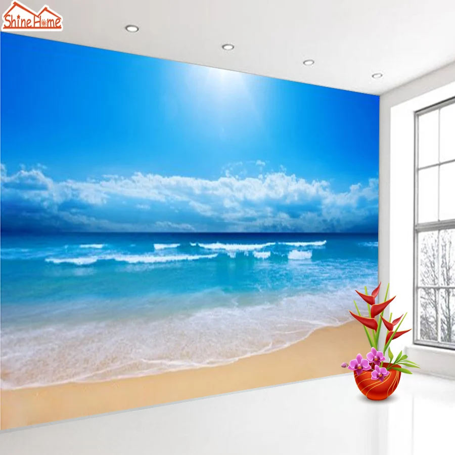 ShineHome Большие Пользовательские 3D обои для фотографий Солнечный свет море пляж 3 d