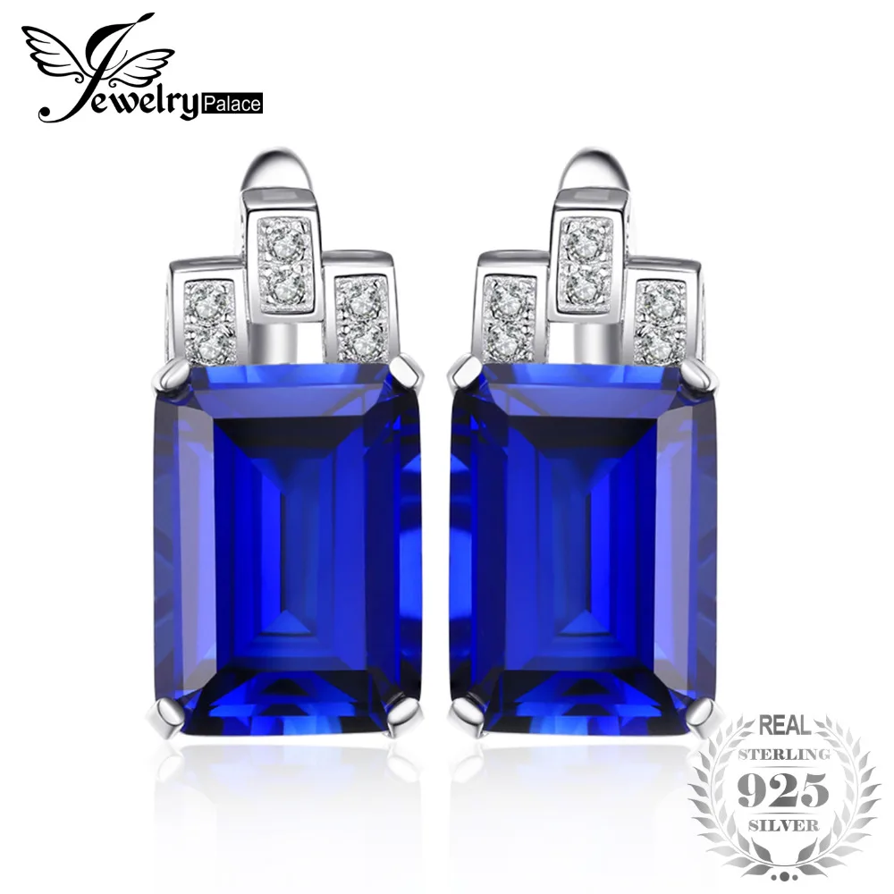 Jewelrypalace 11ct Роскошные Ocean Blue Sapphire Клипсы 925 стерлингов Серебряные серьги Красивые