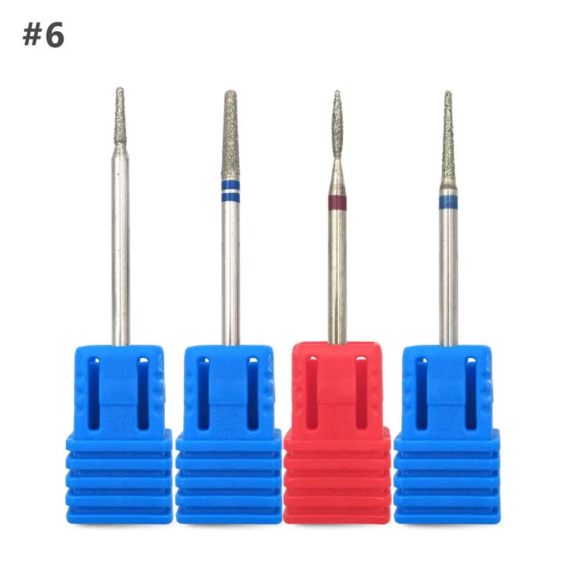 D6 HYTOOS 4 шт. набор алмазных сверл для ногтей 3/3" роторные заусенцы для кутикулы чистые маникюрные наконечники аксессуары для сверления ногтей маникюрный резак - Цвет: D6