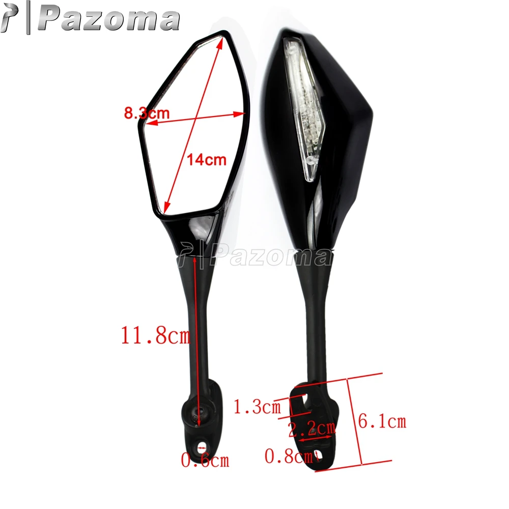 Мотоциклетный светодиодный указатель поворота черное зеркало заднего вида для