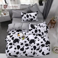 liv esthete wholes cartoon cow spot bedding set double queen king bed linen soft duvet cover flat sheet pillowcase for adult