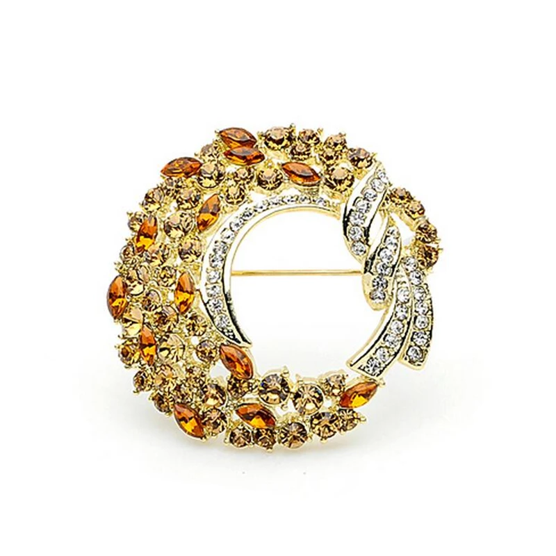 OneckOha Стразы в форме петли цветка Броши из акрилового камня Шпилька луна женские