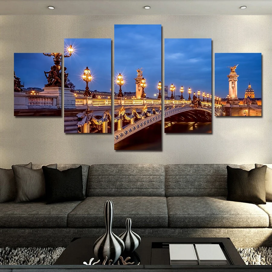 

Paintings Wall Art Oil Painting 5pcs Canvas Modern Wall Painting City Street Lamp Home Decoration On Art Picture Paint Prints