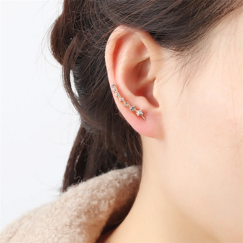 New Brincos elegant Bijoux mujer Boucle D'oreille Ear Cuff Big Dipper Crystal Stud Earrings For Women Wedding Jewelry Girl Gift |