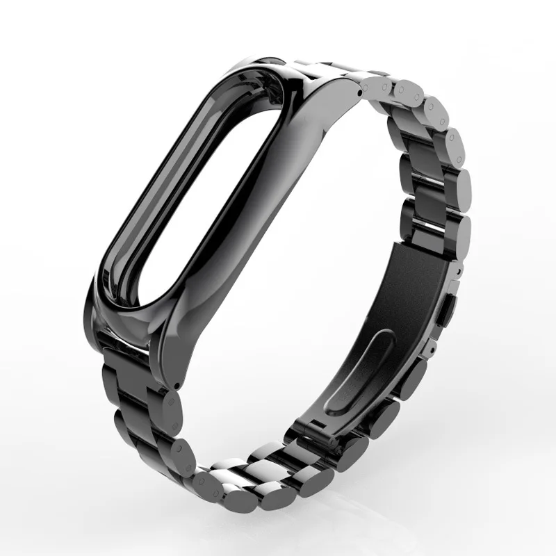 Black Плюс металлический ремешок из нержавеющей стали для Xio mi band 2 умный Браслет ремешок для часов Безвинтовой браслет Xio mi Band 2 Сменный ремень - Цвет: Black