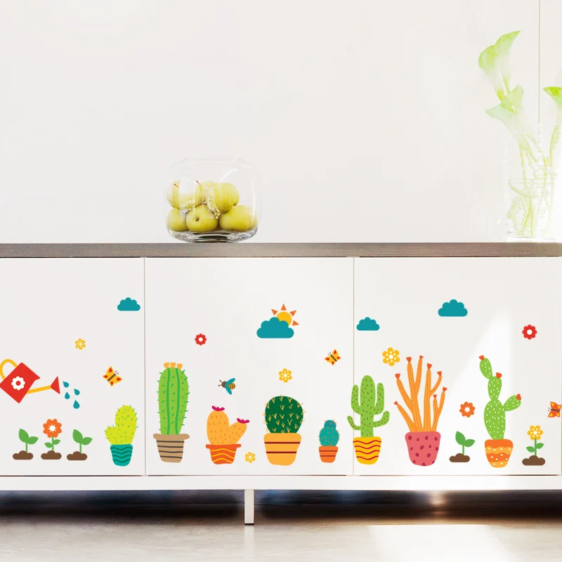 Садовые комнатные растения кактусы настенные наклейки домашний декор гостиная