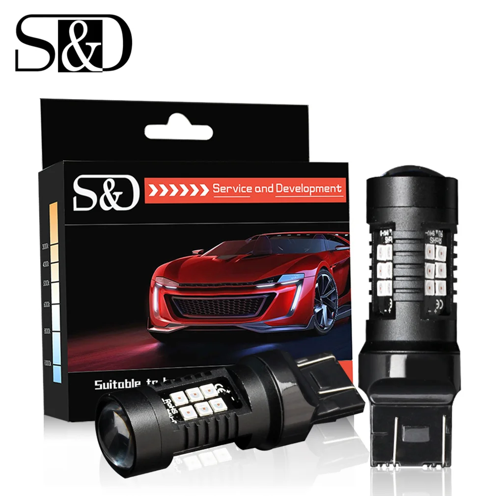 

2pcs 1200Lm T20 W21W LED W21/5W LED 7440 7443 LED Bulb White Red Amber Car Brake Reverse Parking Light 12V Lamp Turn Signal D035