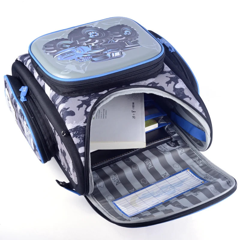 Delune бренд Дизайн жесткий ортопедический школьная сумка шаблон для мальчиков