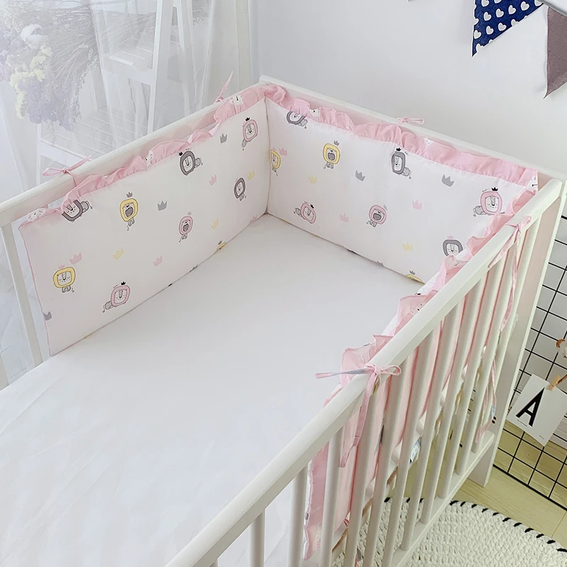 180CM Baby Bed Bumpers Cotton Print U-Shaped Crib Around Cot Protector Cushion Infant Anti-collision Pillow Newborn Room Decor