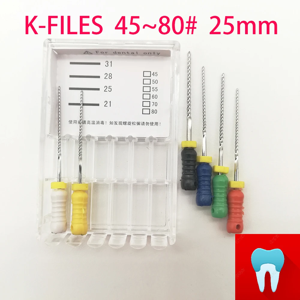 45-80# 21mm Dental K Files Root Canal Endodontic Instruments Dentist Tools Hand Use Stainless Steel K Files Dentistry Tools
