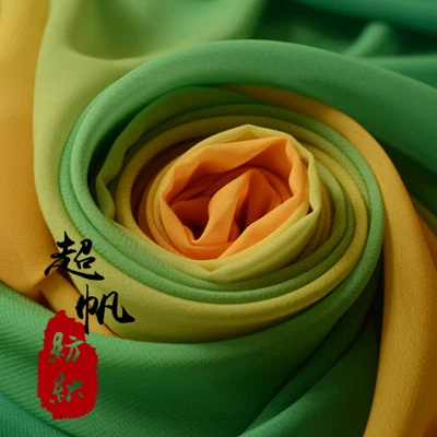 100 двухцветная сценическая шифоновая ткань для костюма Hanfu градиентная шифоновая ткань с рукавами - Цвет: 7