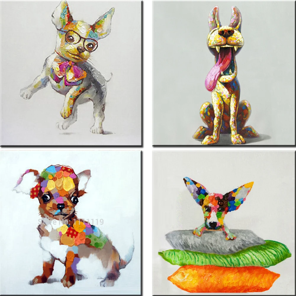 Картина для мопса ручная роспись современный нож животные настенная живопись