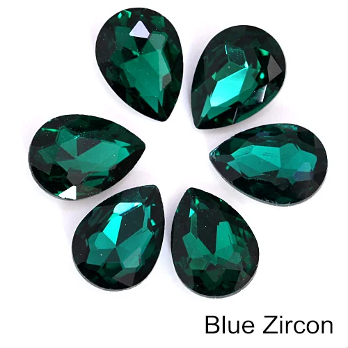 Blue Zircon 4 размера, каплевидный кристалл, AB стекло, стразы, заостренный задник, стразы, красный, необычный камень, Круглый, нужен клей для свадебного платья B1242 - Цвет: Blue Zircon