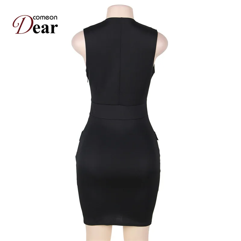 RK80165 Comeondear Fashion Blazer Dress Double Breasted Embossed Buttons Women Dresses Sleeveless Mini Super Deal Work | Женская одежда