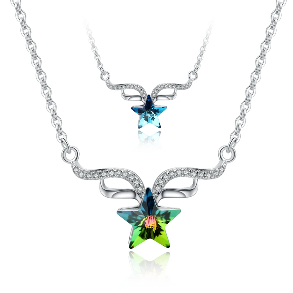 

Necklace 925 Sterling Silver Crystal Star Pendant Necklaces Classic Sterling Silver Jewelry Pure Silver Necklaces Women Jewelry