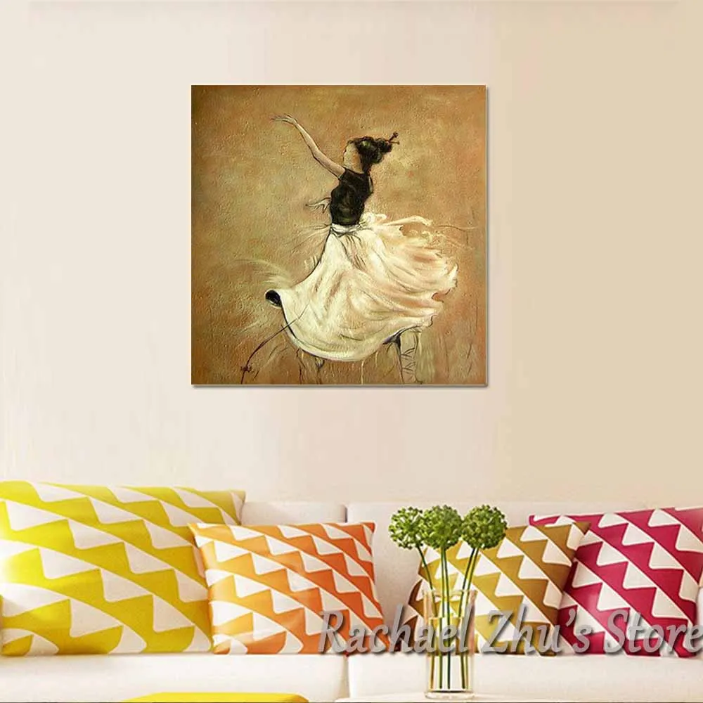 

Hand Painted Abstract Dancing Girl Oil Paintings On Canvas Figure Art Girl Wall Picture For Living Room Bedroom Home Wall Decor