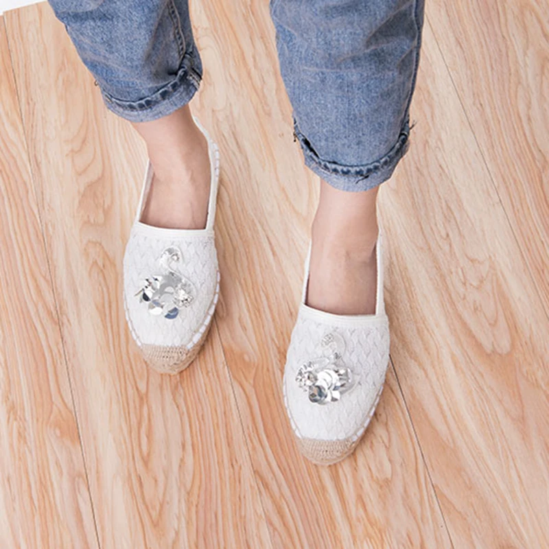 Женские эспадрильи кружевная обувь на платформе лоферы лето 2018|Обувь без