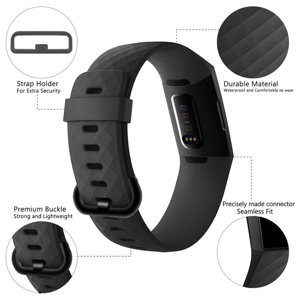 Прочный ремешок для часов Fitbit Charge 3 Fit Bit Charge3 силиконовый на запястье кожаный