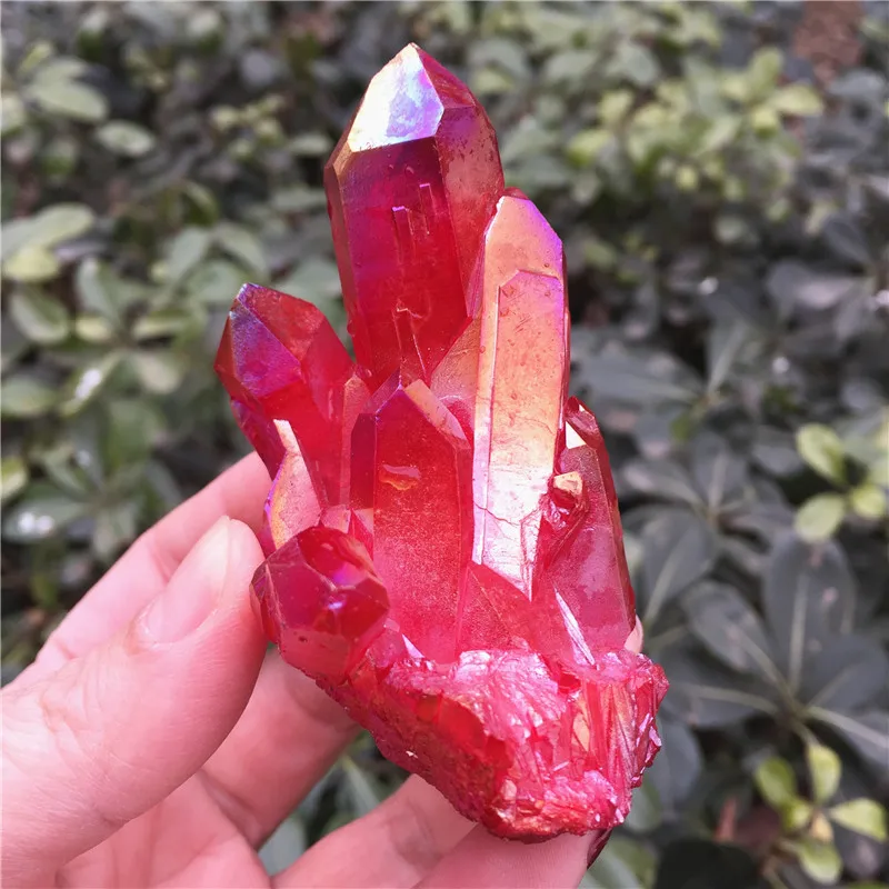 Редкий большой Красный Пламя аура кварцевый кристалл точка группа исцеления|healing