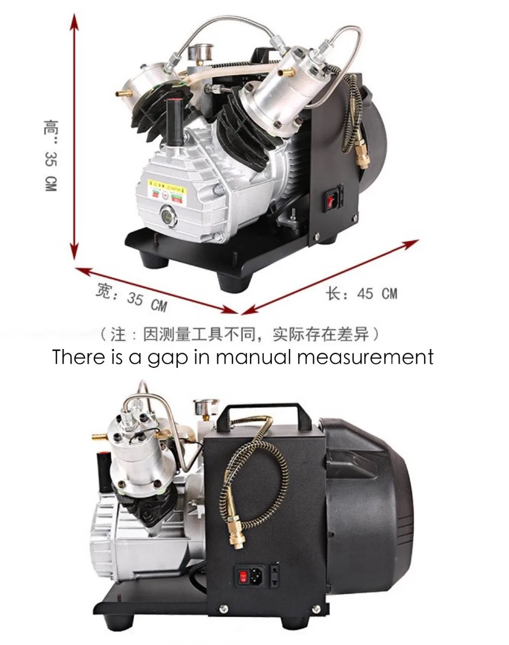 

Hot Sale 2.2KW 0-30mpa Fast Two Cylinder Air Pump Compressor For Pneumatic Airgun Scuba Rifle PCP Inflator