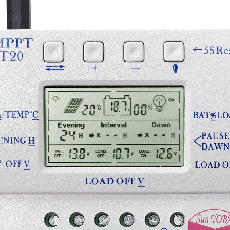 12V/24V LCD дисплей 20A MPPT солнечная панель регулятор заряда батареи Контроллер T20