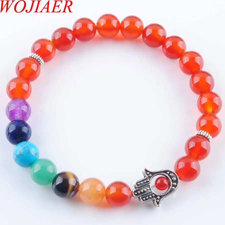 7 чакр лечебный натуральный красный агат 8 мм бусины стрейчевый браслет амулет