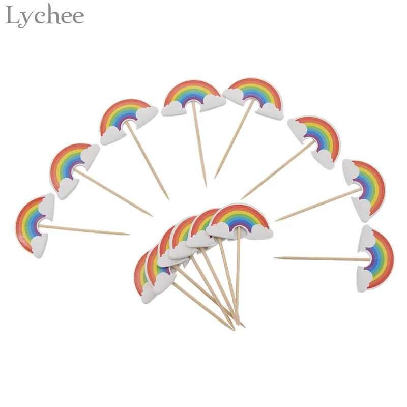 Lychee Life 24 шт. Мультяшные радужные топперы для кексов детские украшения дня