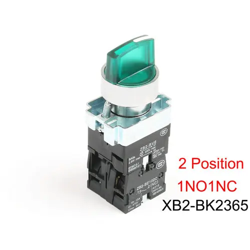 XB2-BK3365 BK3465 3 положения XB2-BK2465 BK2365 2 положения поворотный переключатель ведьмы светильник с защелкой самоблокирующийся - Цвет: XB2-BK2365