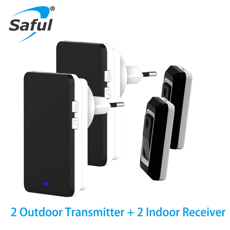 Saful Smart Plug расстояния в Беспроводной дверной звонок EU/US/AU/UK Водонепроницаемый с
