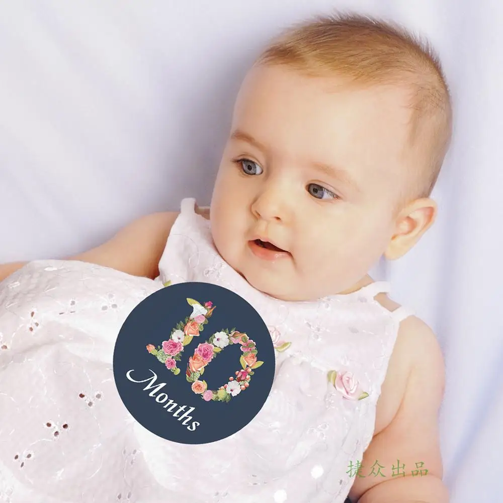 12 шт./компл. новорожденный памятный ежемесячный цветочный цифровой стикер фото