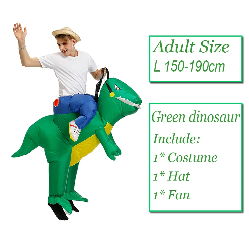 Green dinosaur 1001 Костюм для косплея, надувной динозавр, Детский костюм для косплея, единорог, T-REX, одежда, костюмы на Хэллоуин для женщин и мужчин, фантазийные вечерние комбинезоны - Цвет: Green dinosaur 1001