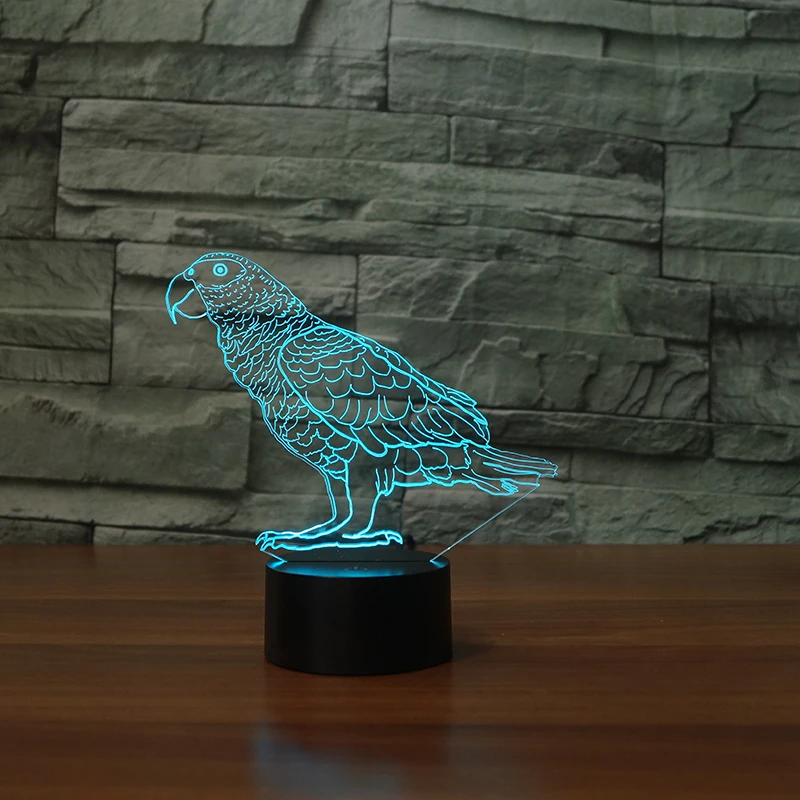 3d лампа в виде попугая Budgerigar 7 цветов Светодиодные ночные лампы для детей