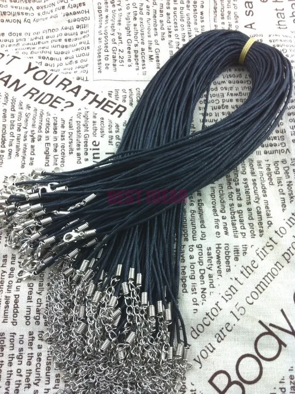 

100pcs Lobster Clasp Black 2mm Waxen Cord Necklaces 45cm,Free Shipping