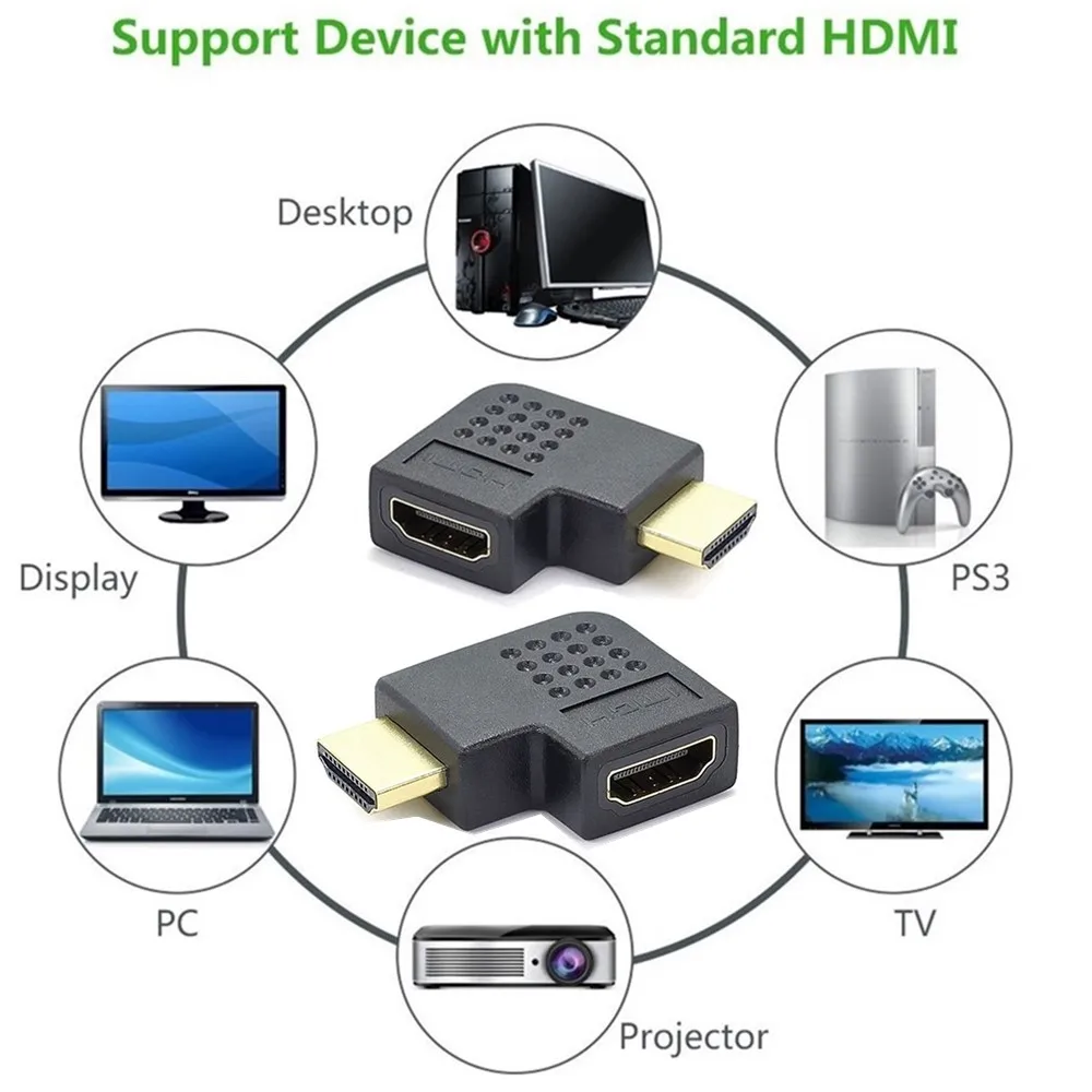 Переходник конвертер HDMI для кабеля 90 270 градусов прямоугольный переходник штырь