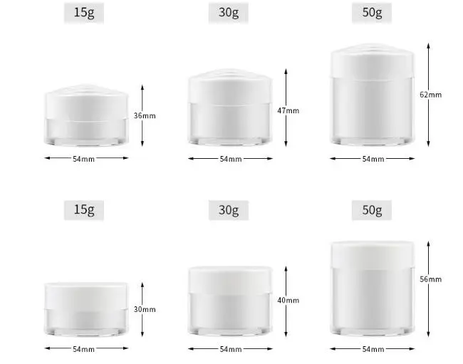 12pcs/Lot 20g/30g/50g High Quality Plastic Cream Jar Acrylic Double Wall Refillable Facial Packaging Cosmetic Container | Красота и